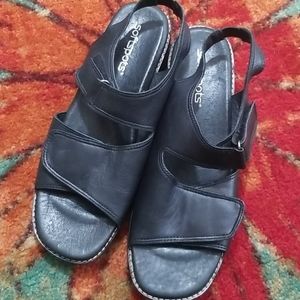 Softspots Black Leather Sandles